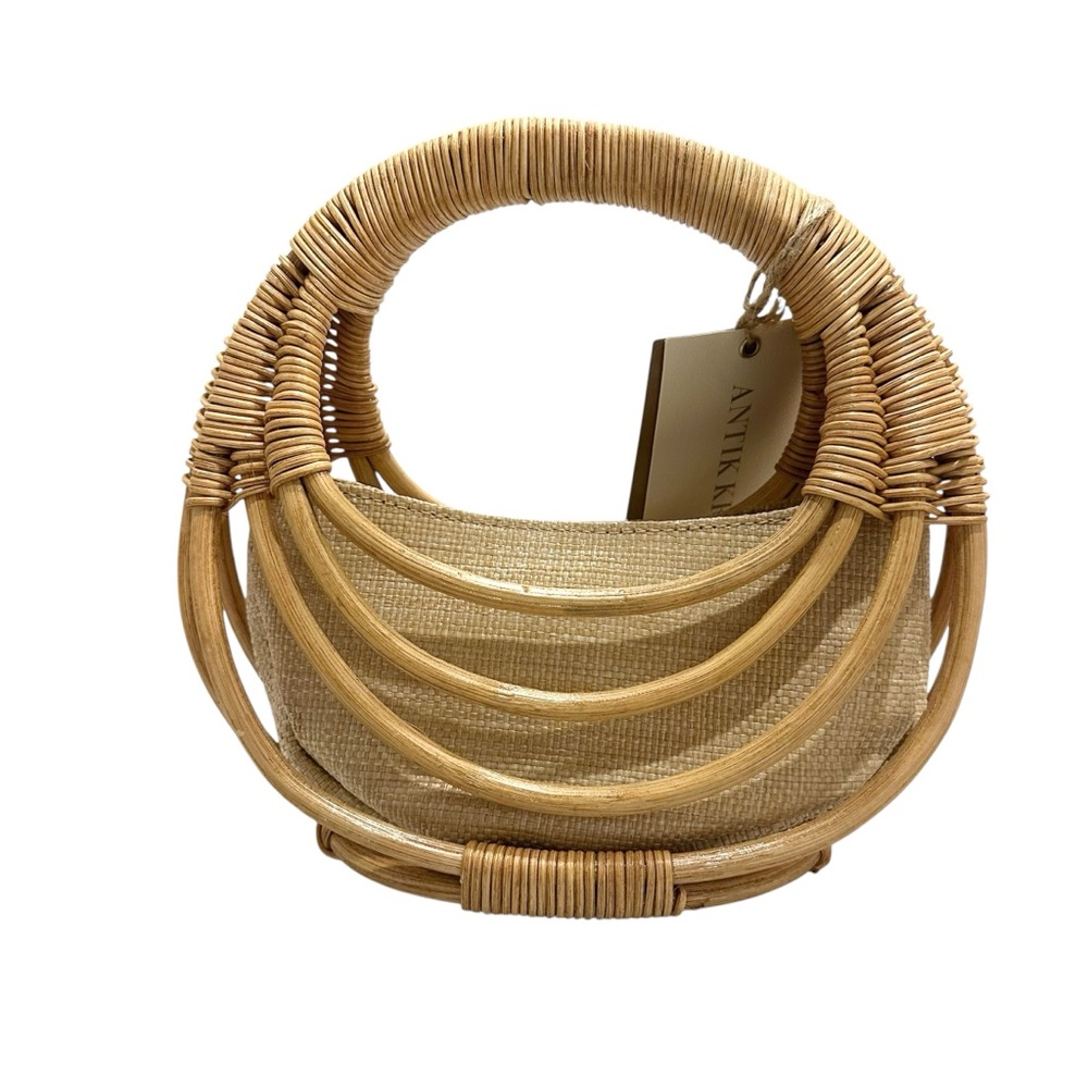 NWT Antik Kraft Natural Woven Rattan Handbag - Picture 4 of 8